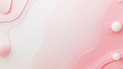 Naklejka premium Pastel pink and white abstract background with 3d elements and curved lines representing girlhood design concept