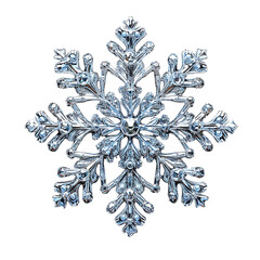 Crystal Snowflake PNG | Blue-Cold Light Snowflake with Intricate Patterns