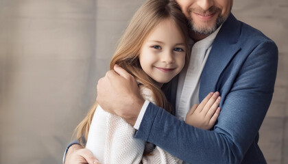 Fototapeta premium Close-Up of a Father and Daughter Hugging