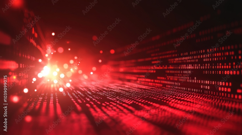 Aufkleber digital data flow in red
