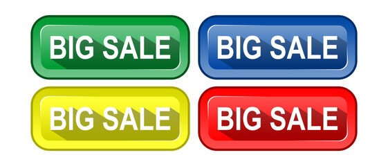 3D Big Sale Text Effect with yellow, blue, green, and red color theme isolated vector editable and scalable EPS file. Banner Template Design