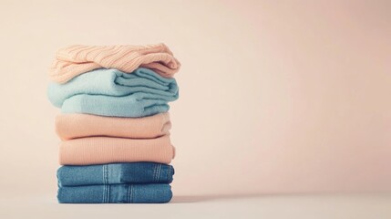 Neatly Folded Pastel Clothes. A Symbol of Home Organization