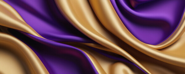 Obraz premium Abstract Drapery of Purple and Gold Fabric