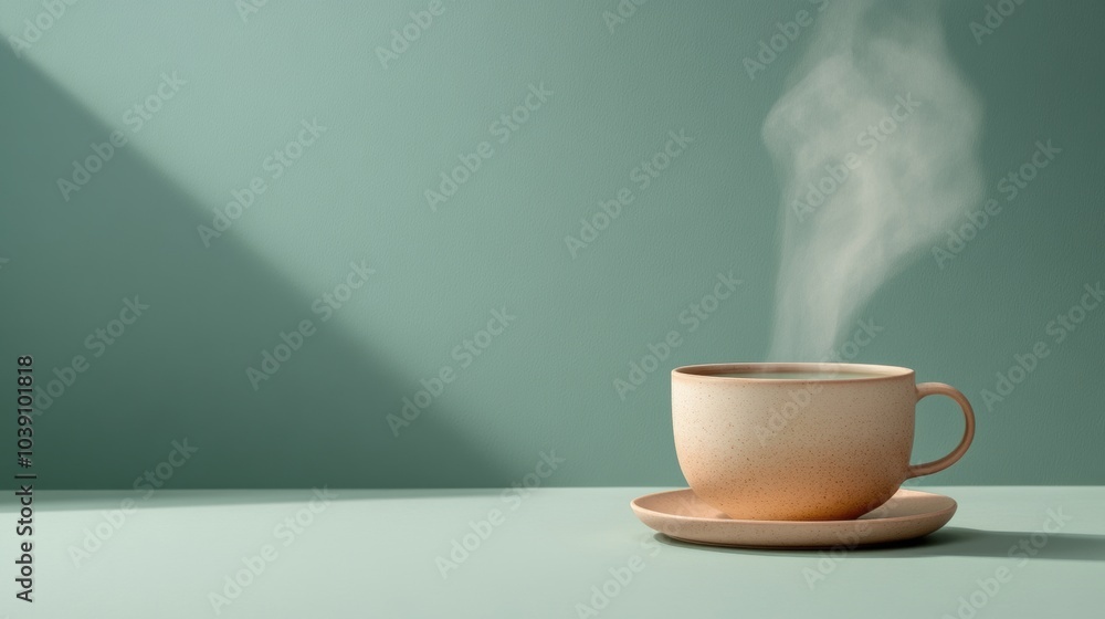 Aufkleber a tea cup releases smooth, curling steam, creating a peaceful atmosphere perfect for relaxation and 