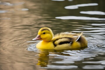 Yellow Duck Floating on Water