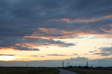 Fototapeta premium Beautiful cloudy sky over highway in countryside