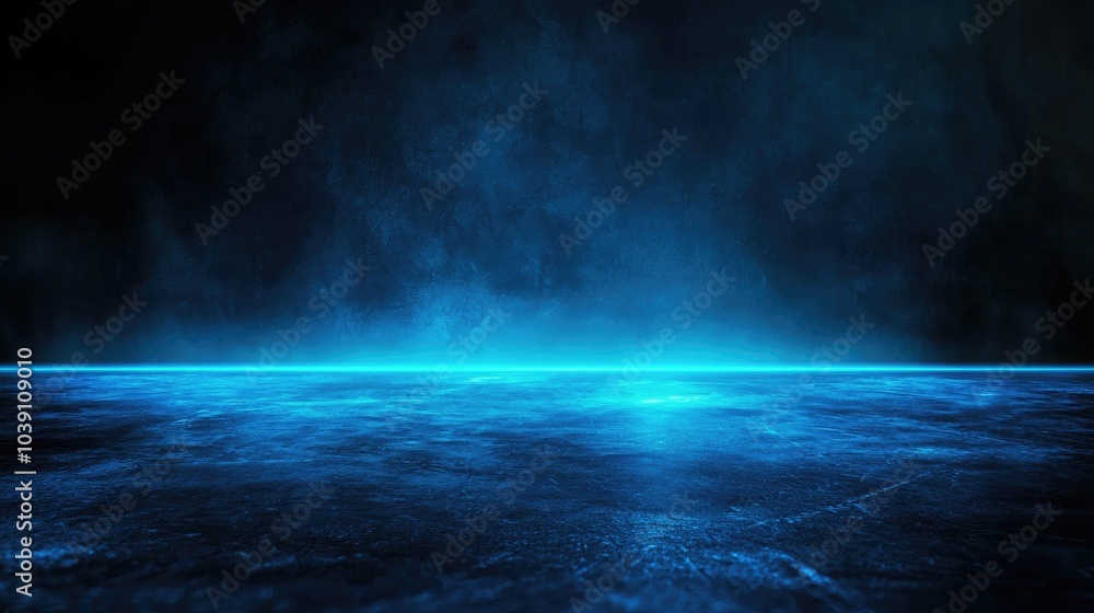 Poster abstract blue light with foggy background creating a serene atmosphere.