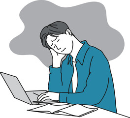 落ち込んでいる男性のシンプルイラスト