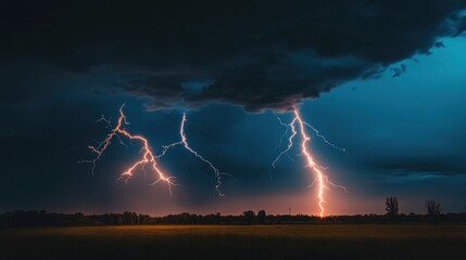 Lightning Strike in a Stormy Night