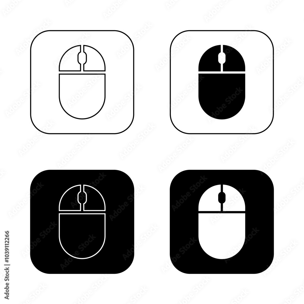 Poster computer mouse icon set on black square