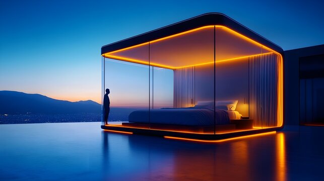 High-tech home design merging smart city innovations with personalized interiors, revolutionizing modern housing for the urban dweller