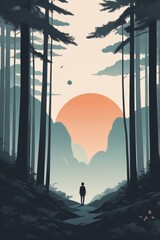 silhouette of a person walking in the sunset