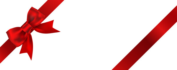 Red bow and ribbon for Christmas gifts, Valentine's Day, birthday, Valentine's Day