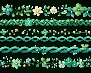 Fototapeta premium Floral border with green leaves. Perfect for adding a natural touch to your designs.