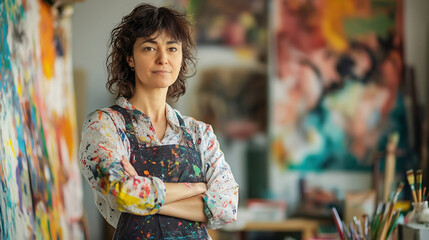 Obraz premium Creative Artist in a Vibrant Studio. Job Profession and Labor Concept