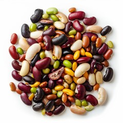Mixed beans isolated on white background