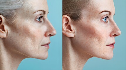 Visual comparison in a facelift article, showing before-and-after results where deep wrinkles and fine lines have significantly diminished, revealing youthful, firm skin