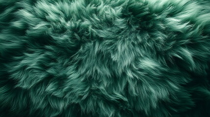 Obraz premium Close-up of soft, fluffy dark emerald blue fur. Cozy and vibrant textured image, perfect for backgrounds, fashion design and soft textile concepts. Creates a homey atmosphere. 