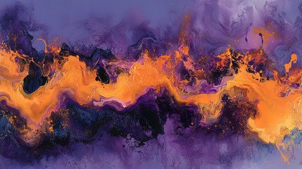 Abstract Painting in Orange and Purple Hues