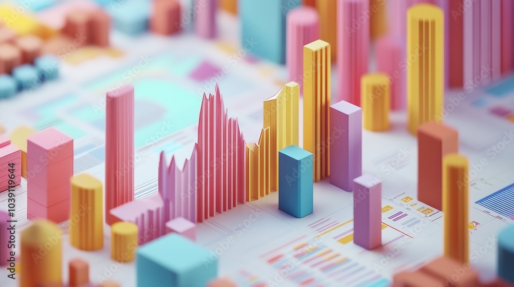 Aufkleber 3d business visualization with detailed data analytics and economic performance indicators