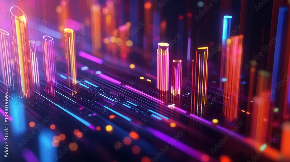 Poster 3d business visualization with detailed data analytics and economic performance indicators