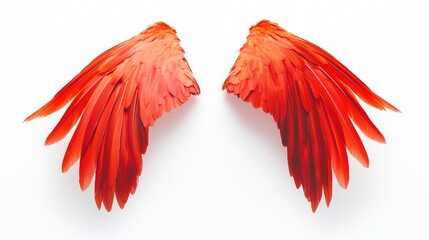 Fototapeta premium Red Bird Wings on White Background