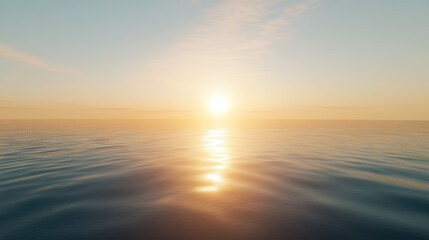 Golden Sunset Over Calm Ocean