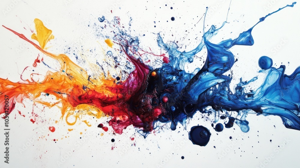Poster abstract ink splash with bold colors and dynamic forms