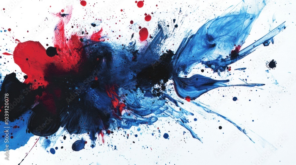 Poster abstract ink splash with bold strokes and splattered forms