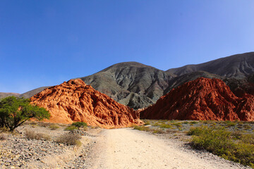 A close-up of the unique textures and colors of the Seven Colors Hill, Purmamarca, Jujuy, Argentina.