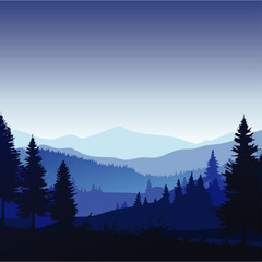 Obraz premium relaxing night time forest illustration
