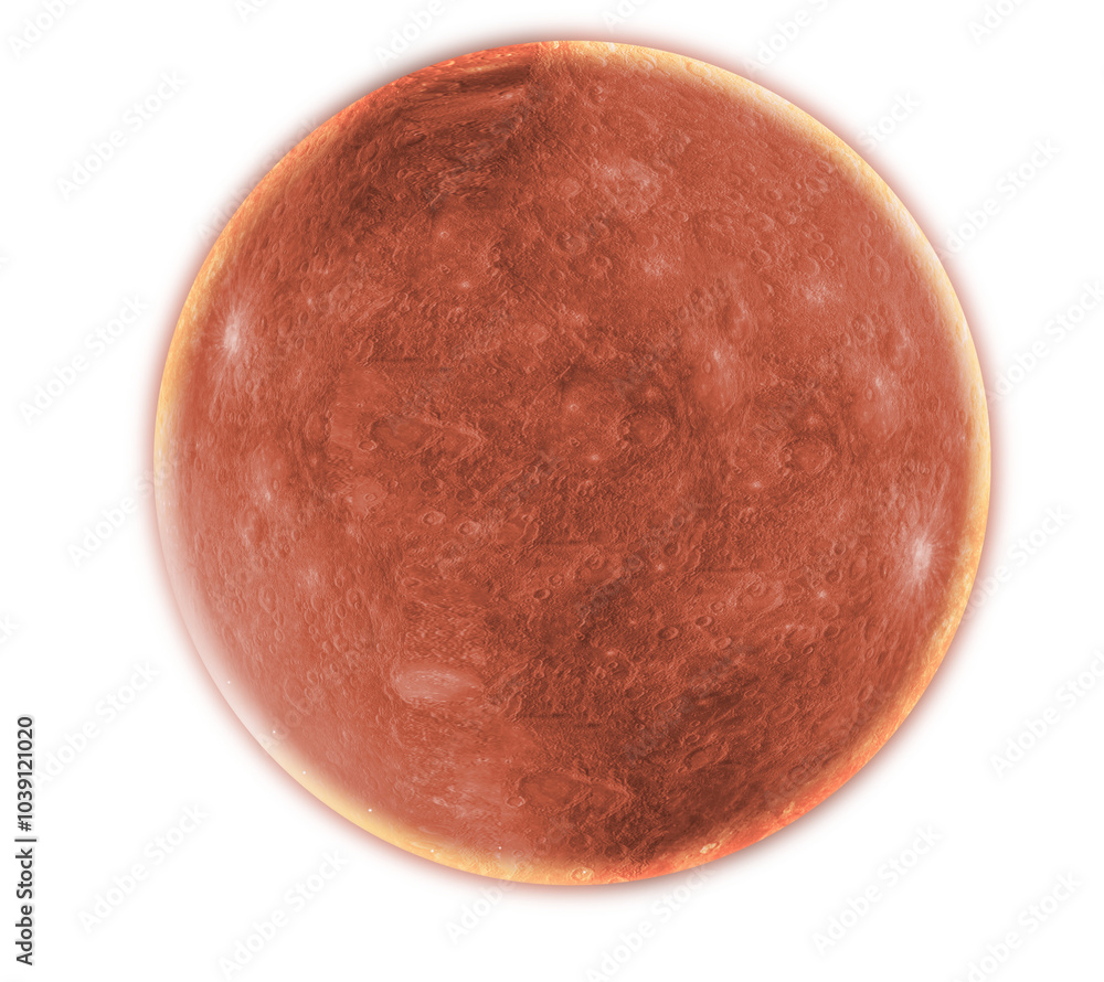Poster clay planet transparent png with glow inside. isolated 3d rendered mars planet