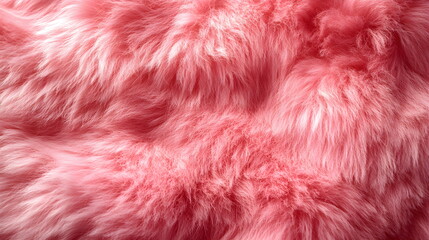 Fototapeta premium Close-up of soft, fluffy pink fur texture. Cozy and bright texture image, perfect for backgrounds, fashion design and soft textile concepts. Creates a homey atmosphere. 