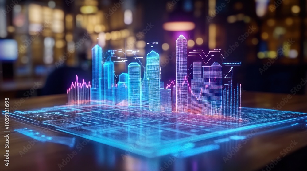 Poster augmented reality interface for financial analysis with 3d graphs and economic growth projections