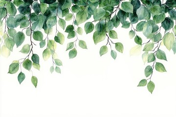 Watercolor painting of green leaves. Perfect for adding a touch of nature to your designs.