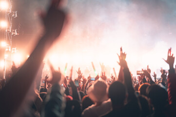 nightclub, nightlife, stage, dance, music, entertainment, musician, night, party, festival. A crowd...