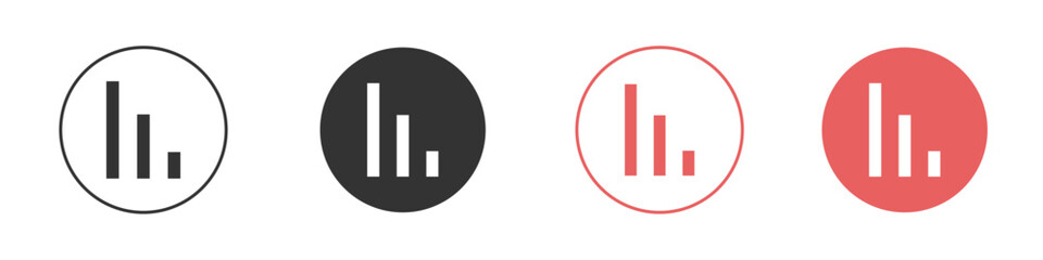 Chart icon Flat set in black and white color