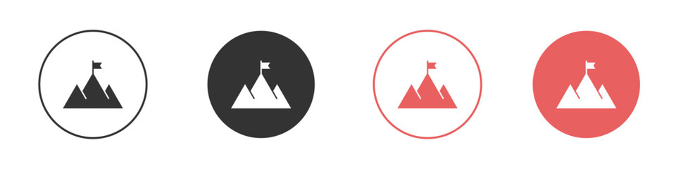 Mission Path icon Flat set in black and white color