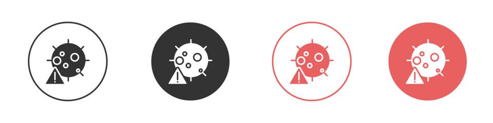 Virus Warning Alert icon Flat set in black and white color