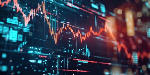 Chinese financial market represented with a flag overlay and stock exchange charts