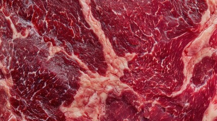 Obraz premium Close-up of Wagyu meat marbling, highlighting the intricate fat patterns