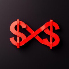 Red dollar sign symbol, creative design on dark background.