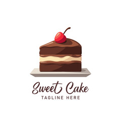 Chocolate Cake bakery shop logo design vector template. Sweet cake icon based logo design editable vector file. cup cake, slice cake, pasty, birthday cake