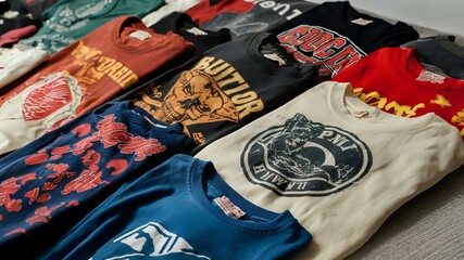 ヴィンテージの洋服、古着、Tシャツ。クローズアップ｜Vintage clothes , T-shirts . Close up.