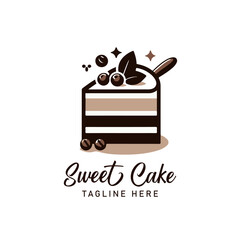 Cake bakery shop vintage logo design vector template. Sweet cake icon based logo design editable vector file. cup cake, slice cake, pasty, birthday cake