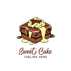 Cake bakery shop logo design vector template. Sweet cake icon based logo design editable vector file. cup cake, slice cake, pasty, birthday cake