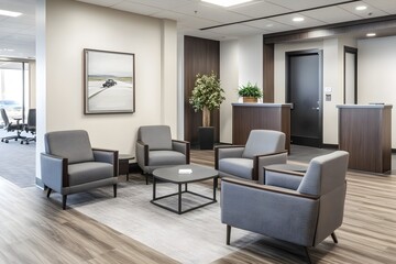 Fototapeta premium Cozy and Minimalist Waiting Area in a Modern Law Enforcement Agency