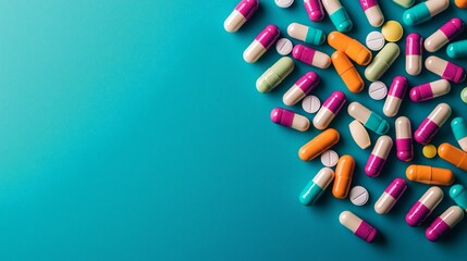 Brightly Colored Capsules on a Vibrant Background