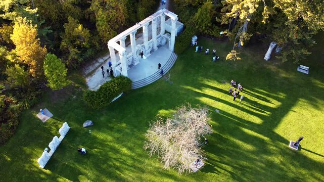 Drone view of Guild Park and Gardens in Toronto, Canada. Autumn season. 