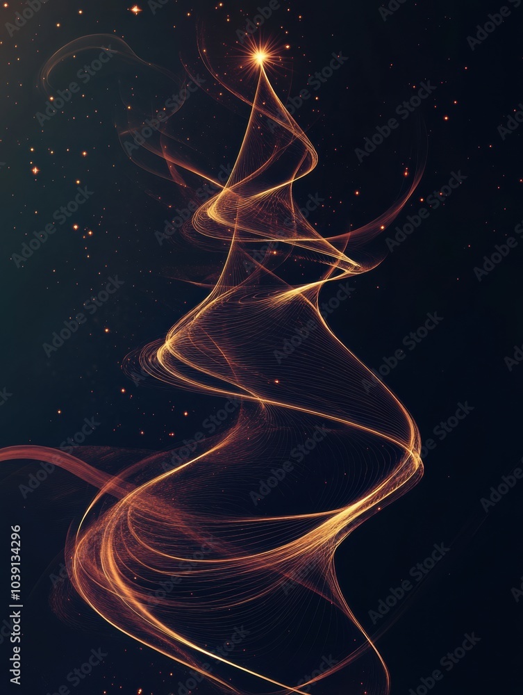 Aufkleber glowing line art depicts christmas symbols with minimalist silhouettes, creating an enchanting festi